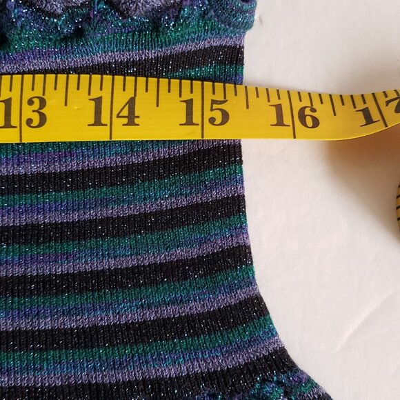 Metallic PEACOCK Halter T-back Sexy Top Clubbing Disco Shimmery Chevron - Picture 4 of 13